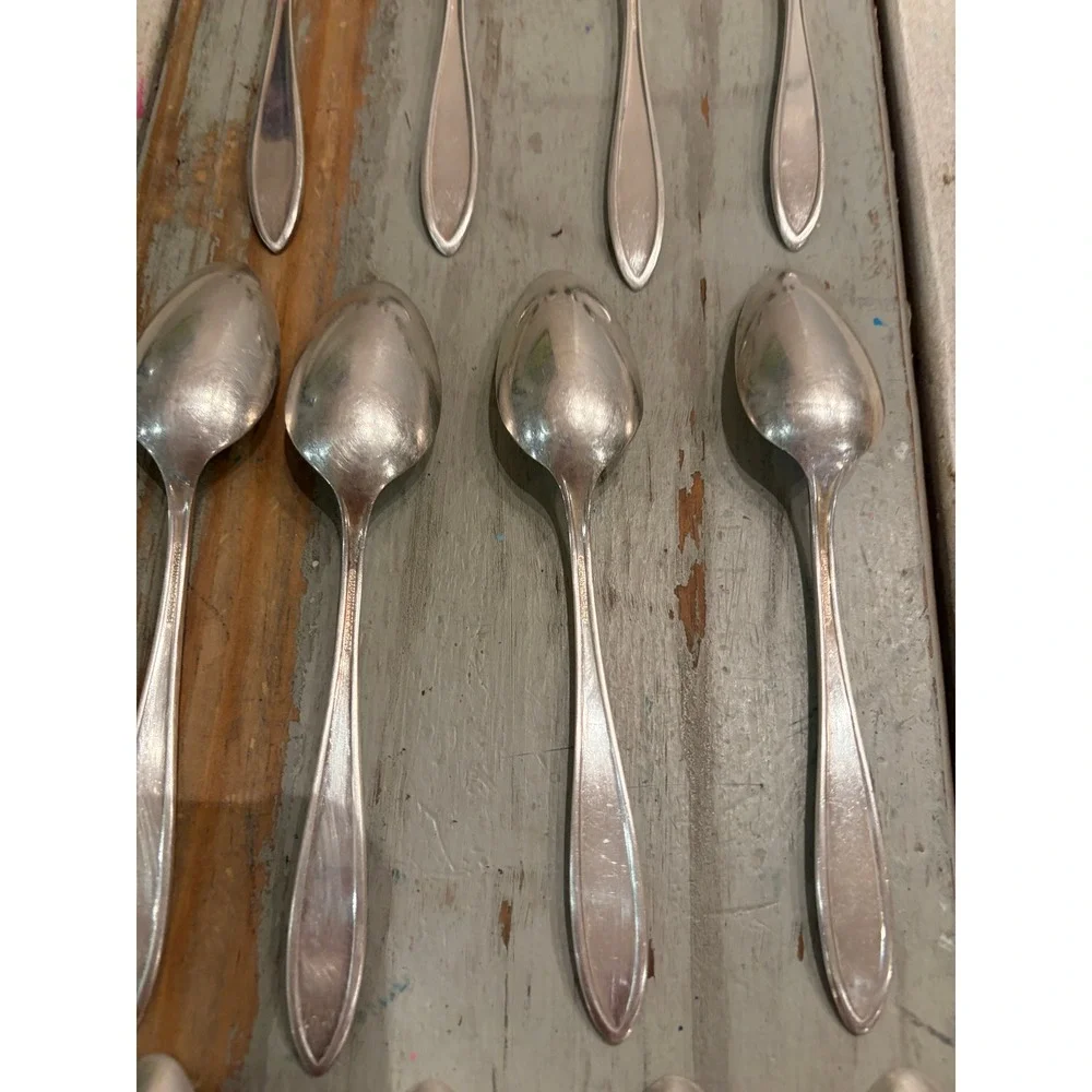 Set of (12) Community Plate (Oneida) ADAM 1917 Silverplate Teaspoons Monogrammed